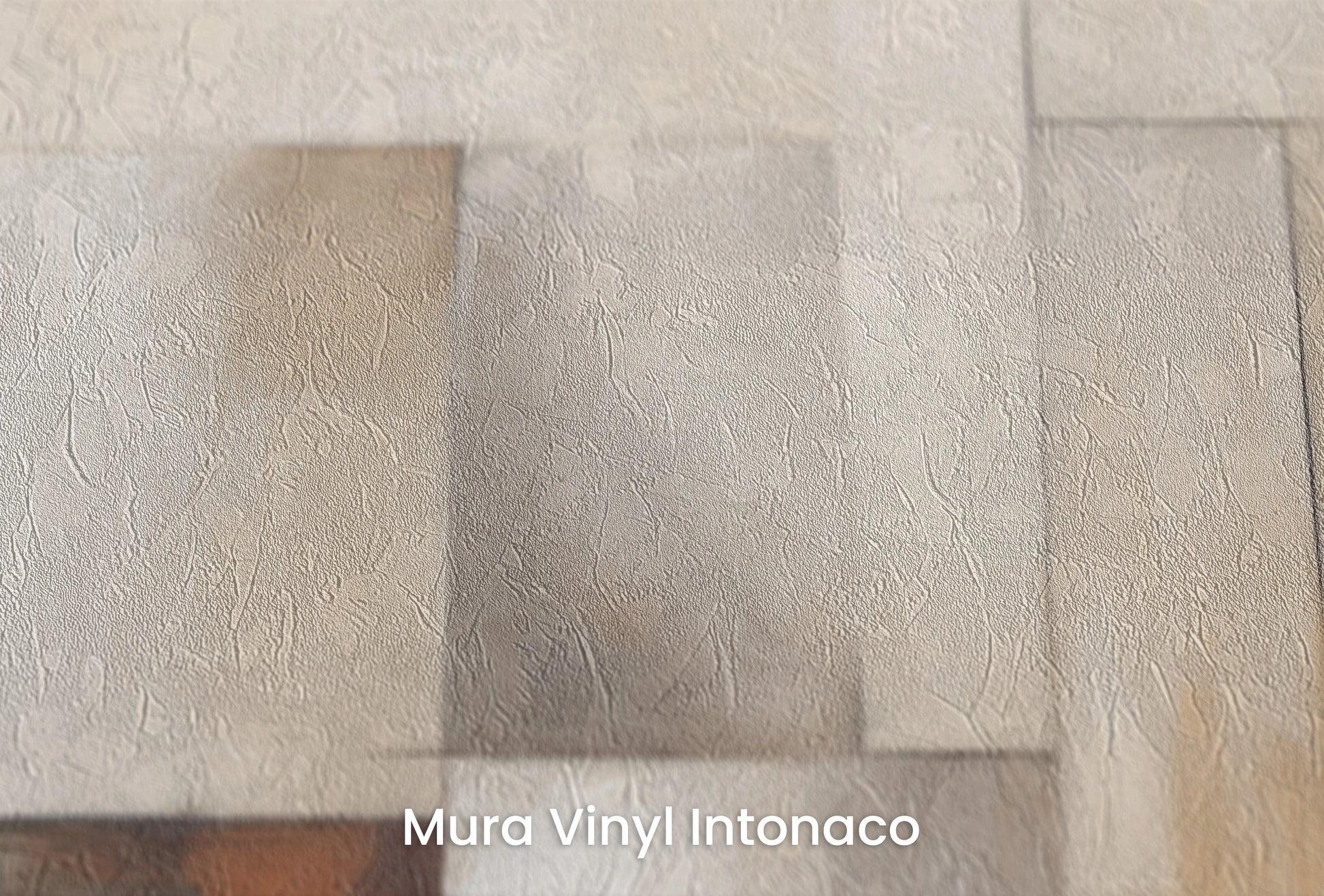 Zbliżenie na artystyczną fototapetę o nazwie Harmonious Earth Tones na podłożu Mura Vinyl Intonaco - struktura tartego tynku.
