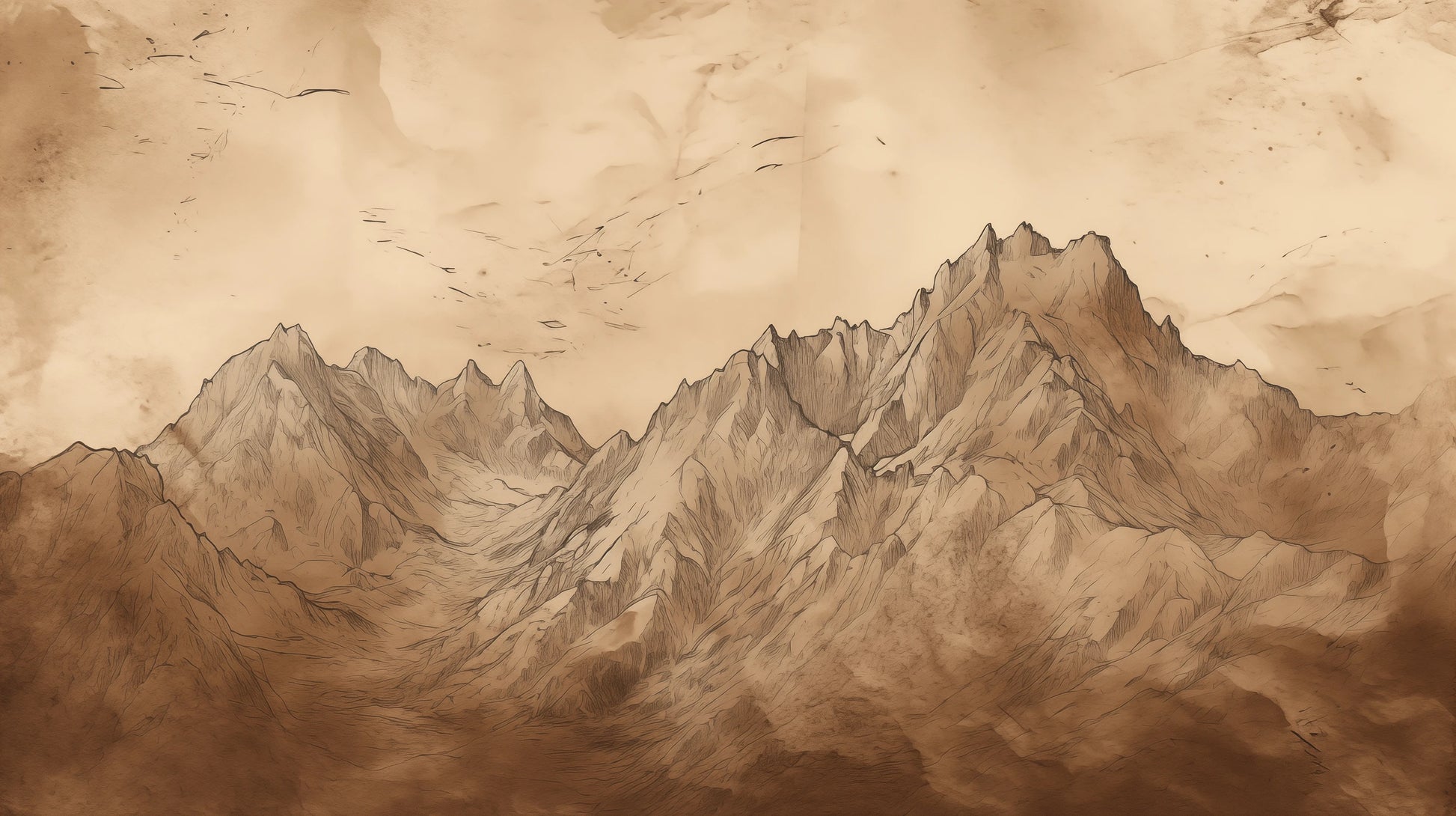 Prezentacja całego wzoru fototapety o nazwie Ancient Peaks