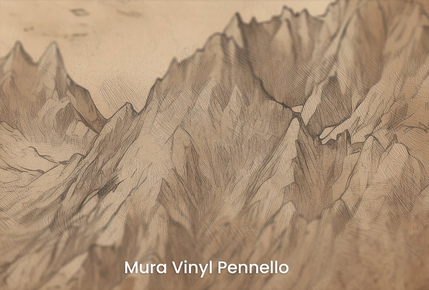 Zbliżenie na artystyczną fototapetę o nazwie Ancient Peaks na podłożu Mura Vinyl Pennello - faktura pociągnięć pędzla malarskiego.