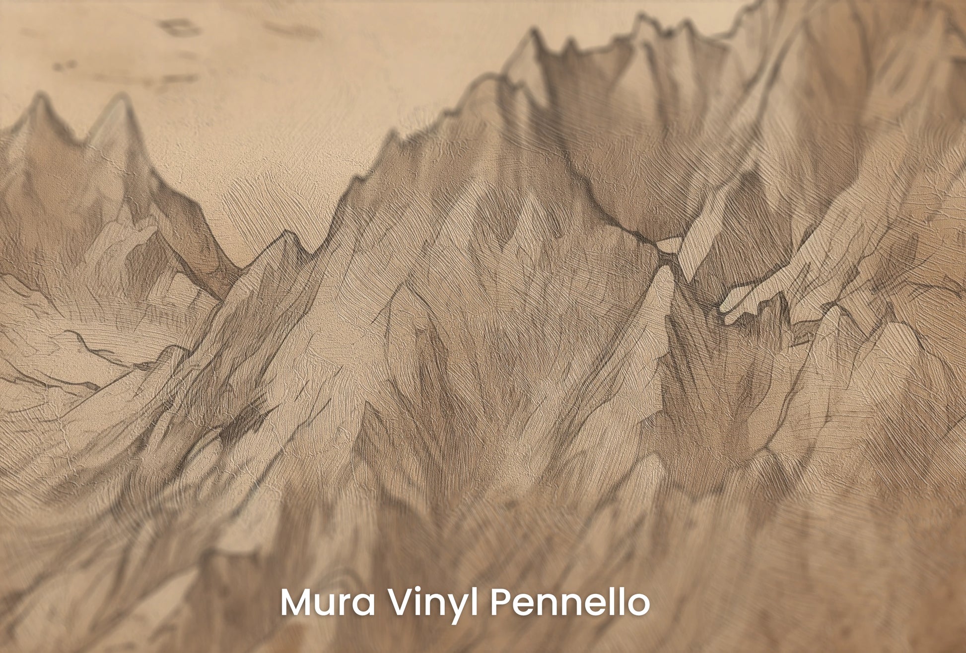 Zbliżenie na artystyczną fototapetę o nazwie Ancient Peaks na podłożu Mura Vinyl Pennello - faktura pociągnięć pędzla malarskiego.