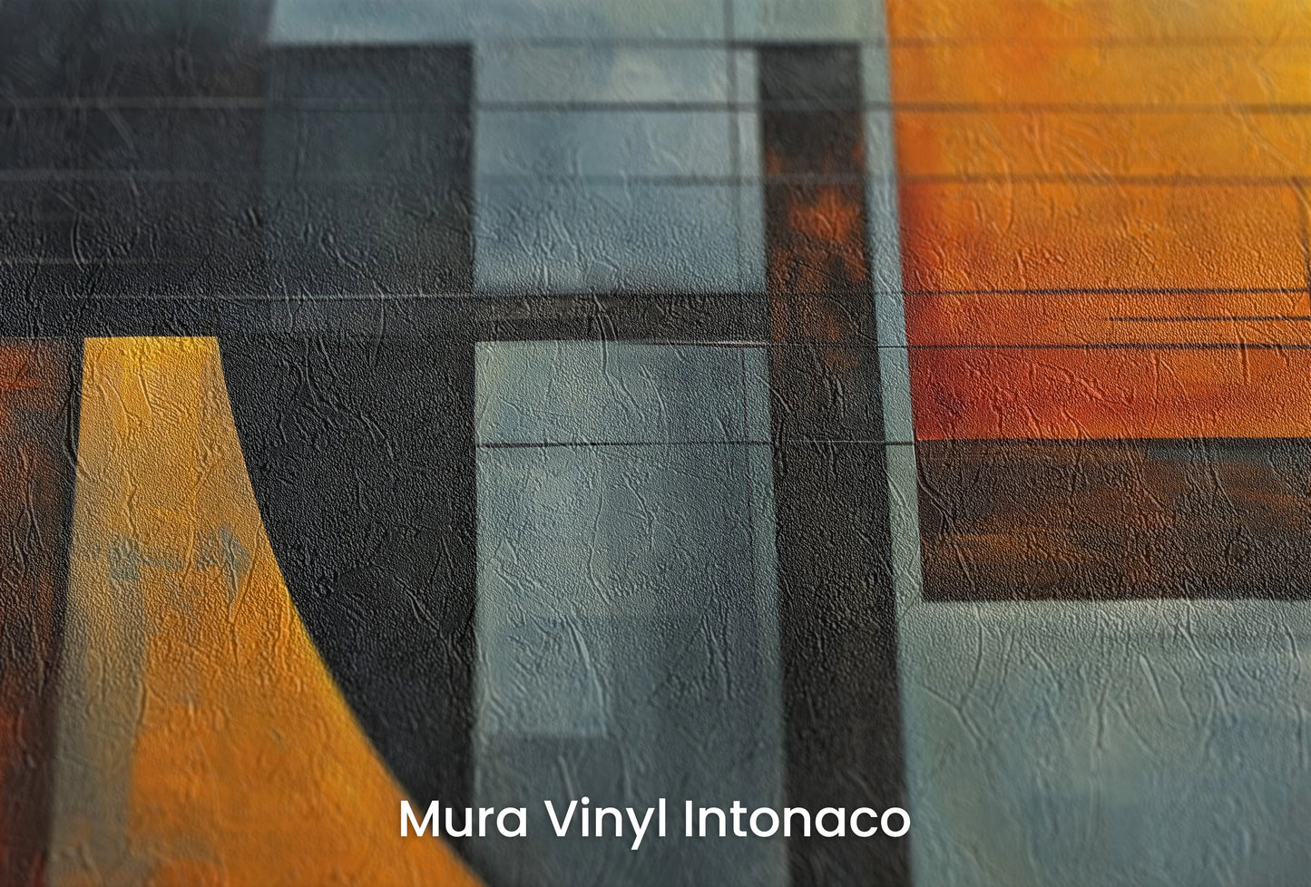 Zbliżenie na artystyczną fototapetę o nazwie Abstract Lunar na podłożu Mura Vinyl Intonaco - struktura tartego tynku.