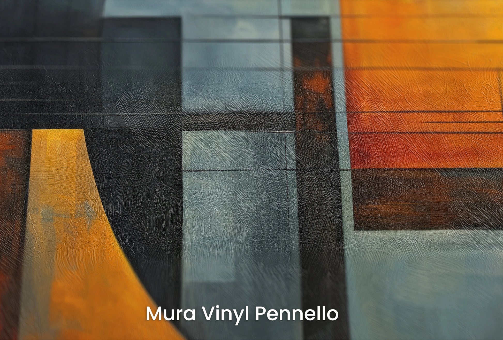 Zbliżenie na artystyczną fototapetę o nazwie Abstract Lunar na podłożu Mura Vinyl Pennello - faktura pociągnięć pędzla malarskiego.