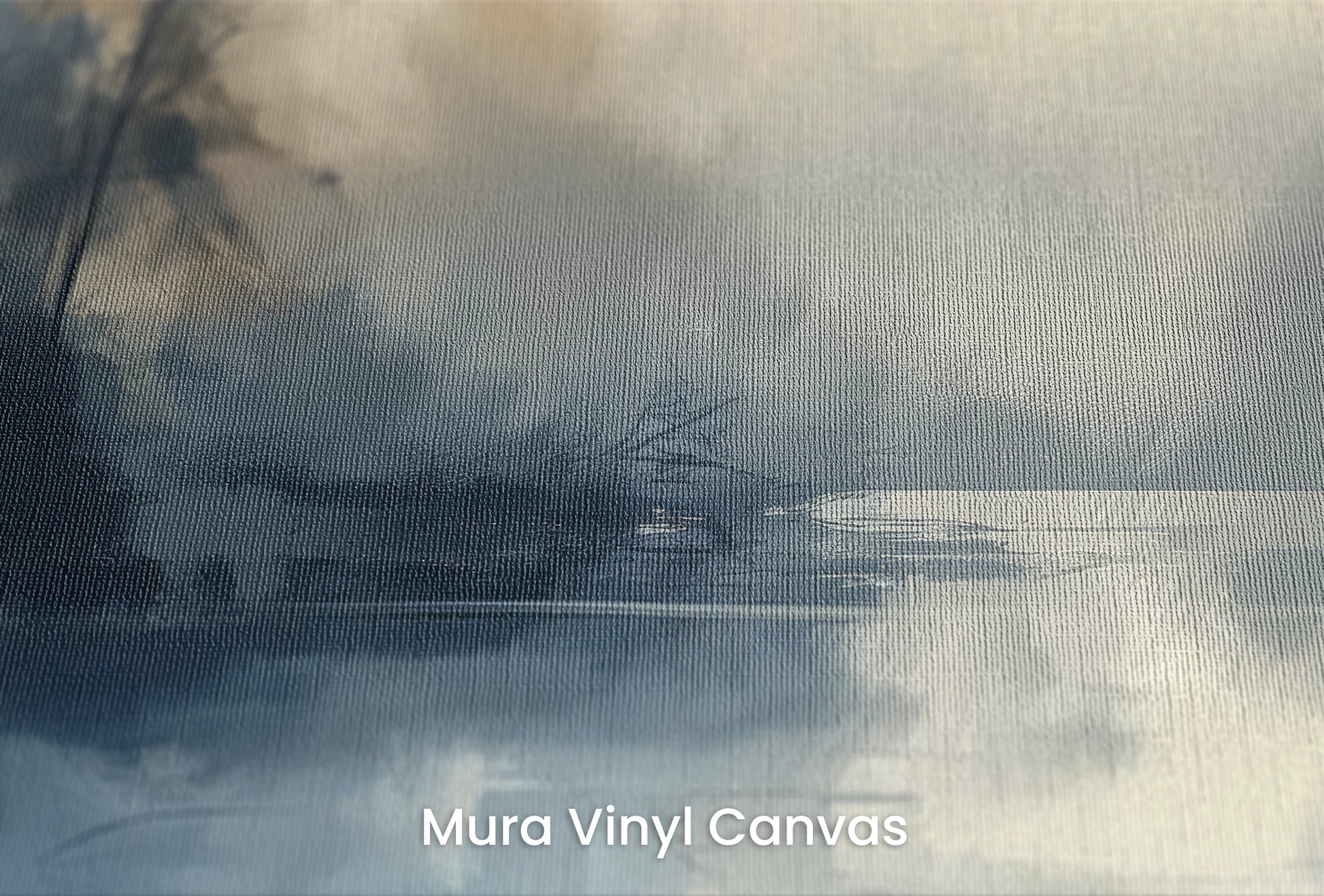 Zbliżenie na artystyczną fototapetę o nazwie Odbicie Spokoju na podłożu Mura Vinyl Canvas - faktura naturalnego płótna.