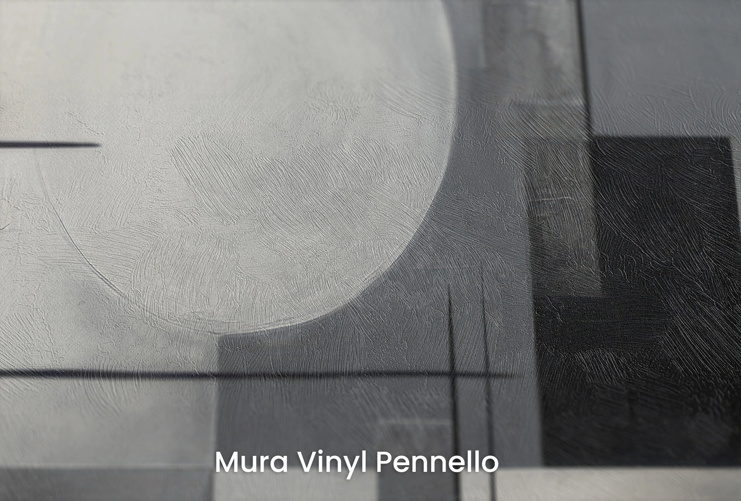 Zbliżenie na artystyczną fototapetę o nazwie Monochrome Geometry #3 na podłożu Mura Vinyl Pennello - faktura pociągnięć pędzla malarskiego.