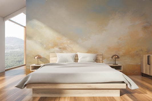 Wzór fototapety artystycznej o nazwie SUNBURST CLOUDSCAPE CANVAS pokazanej w aranżacji wnętrza.