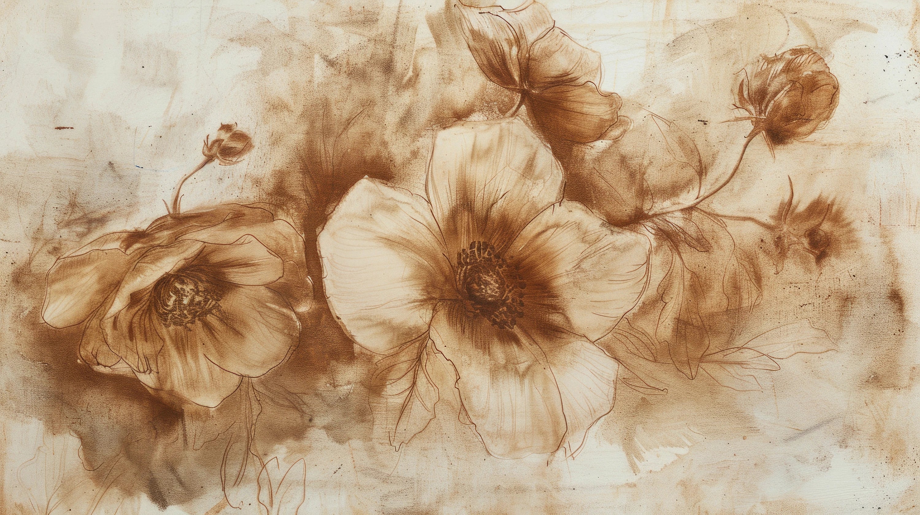 Mustervorschau: Prezentacja całego wzoru fototapety o nazwie Sepia Anemones