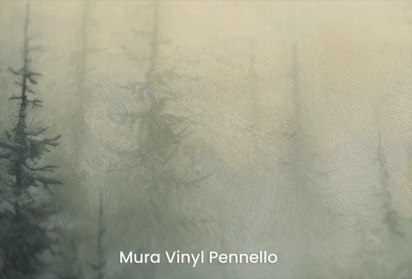 Zbliżenie na artystyczną fototapetę o nazwie Zmrok w Lesie na podłożu Mura Vinyl Pennello - faktura pociągnięć pędzla malarskiego.