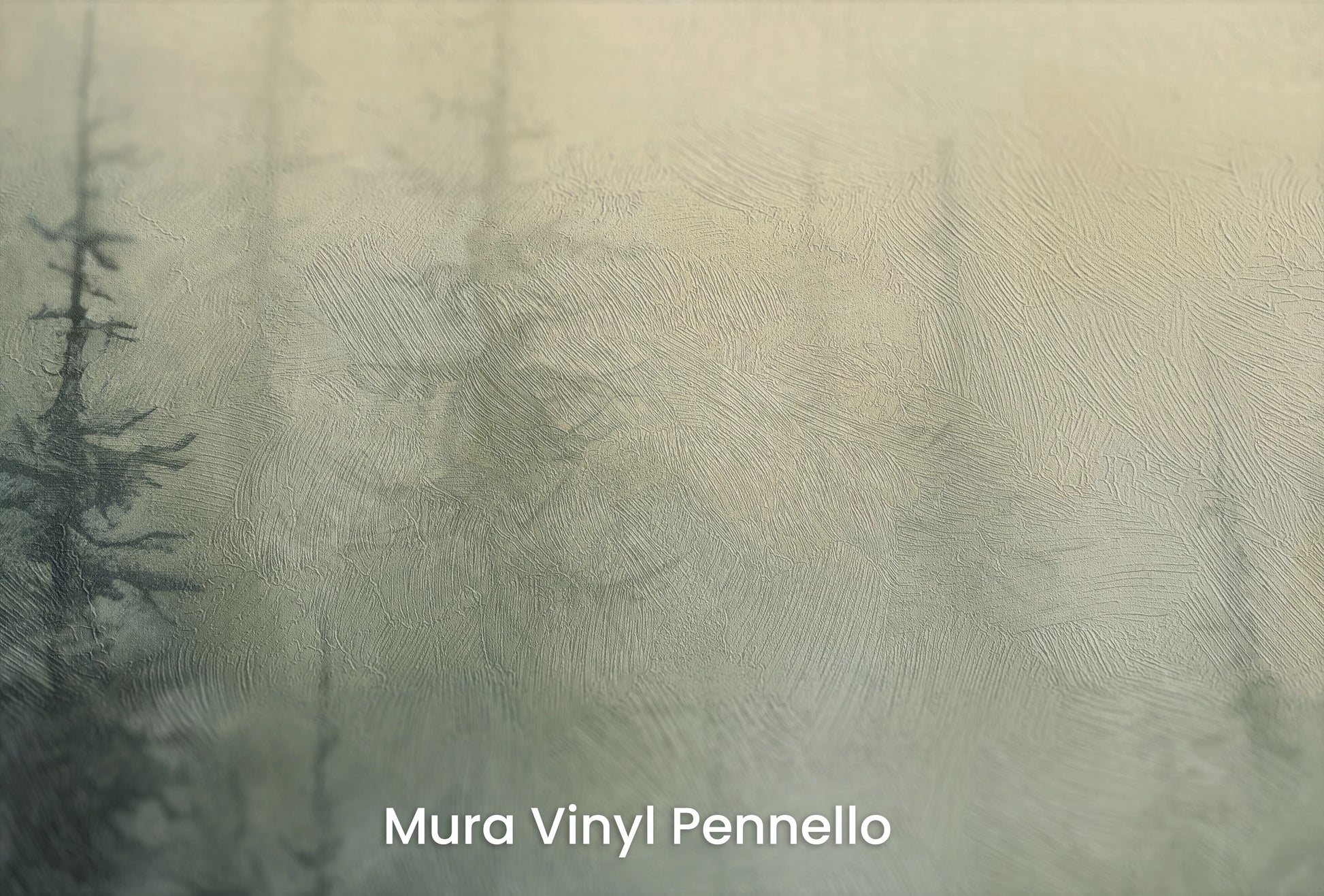 Zbliżenie na artystyczną fototapetę o nazwie Zmrok w Lesie na podłożu Mura Vinyl Pennello - faktura pociągnięć pędzla malarskiego.
