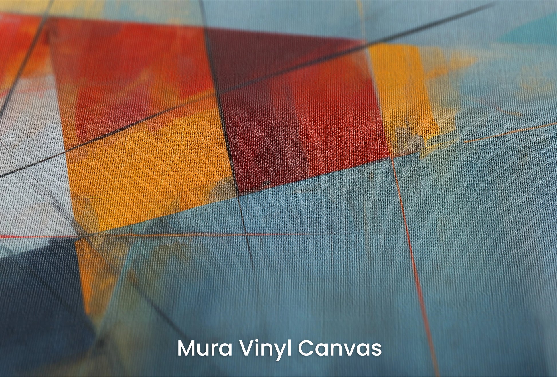 Zbliżenie na artystyczną fototapetę o nazwie Colorful Abstract na podłożu Mura Vinyl Canvas - faktura naturalnego płótna.