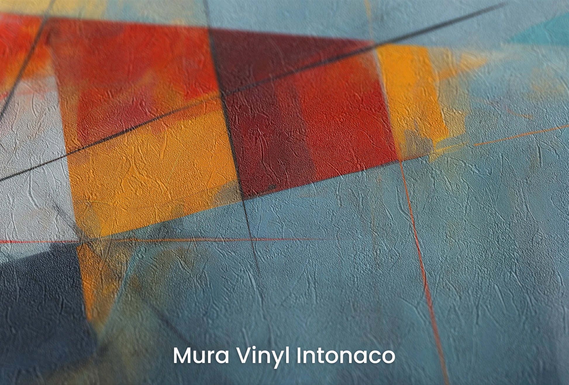 Zbliżenie na artystyczną fototapetę o nazwie Colorful Abstract na podłożu Mura Vinyl Intonaco - struktura tartego tynku.