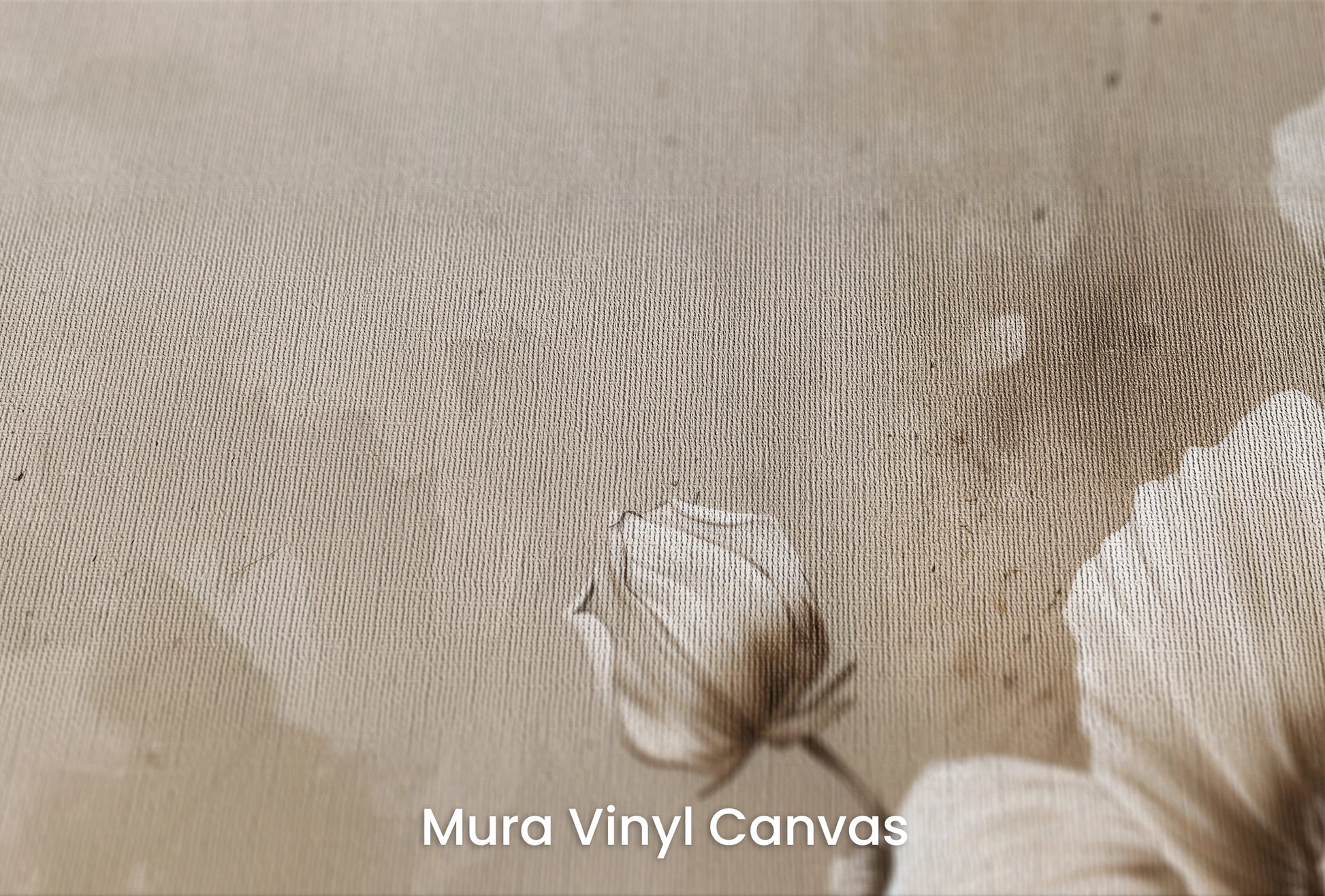 Zbliżenie na artystyczną fototapetę o nazwie Modern Purity na podłożu Mura Vinyl Canvas - faktura naturalnego płótna.