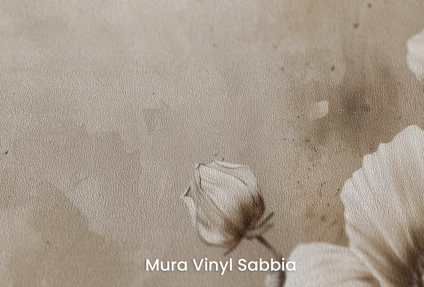 Zbliżenie na artystyczną fototapetę o nazwie Modern Purity na podłożu Mura Vinyl Sabbia struktura grubego ziarna piasku.