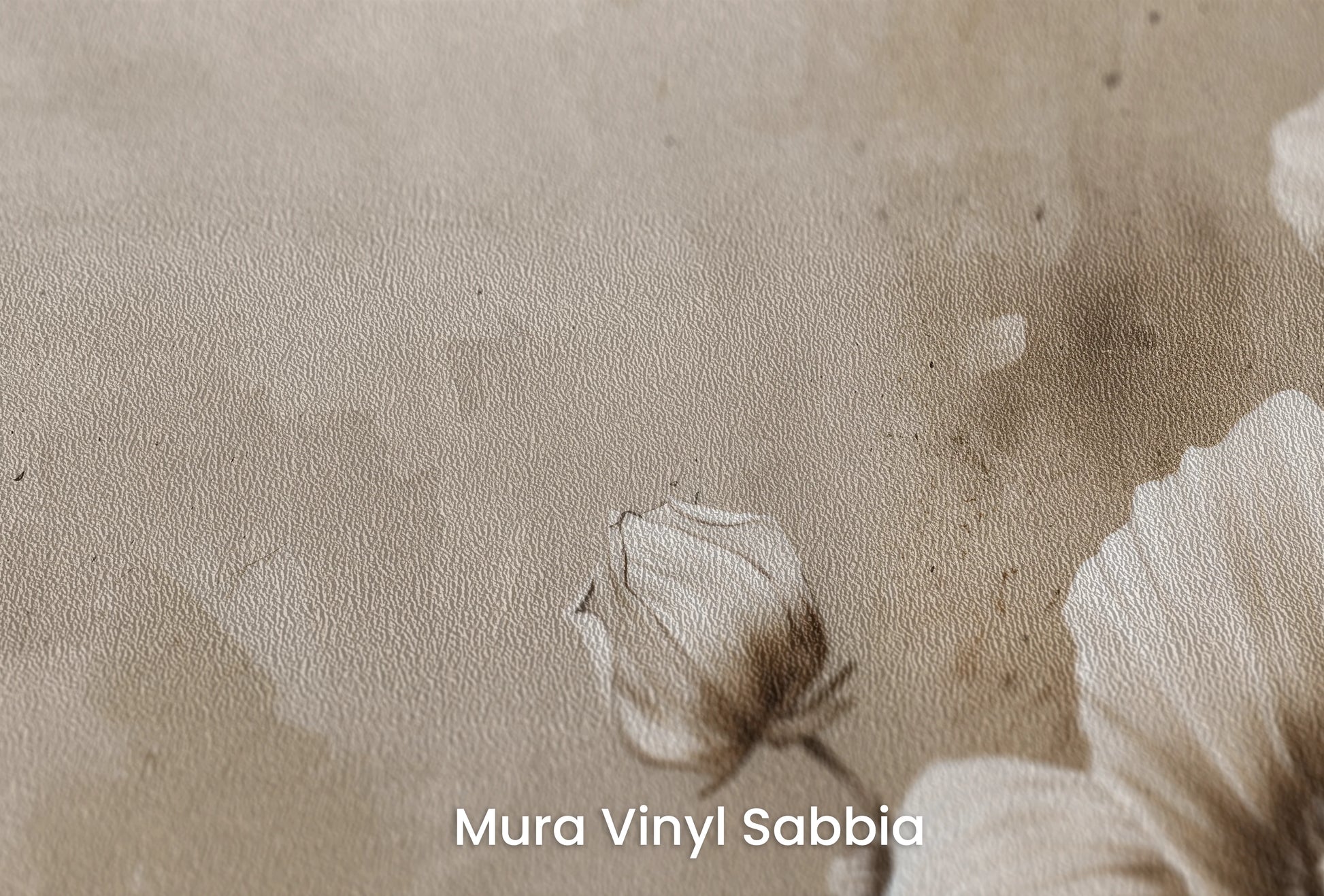 Zbliżenie na artystyczną fototapetę o nazwie Modern Purity na podłożu Mura Vinyl Sabbia struktura grubego ziarna piasku.