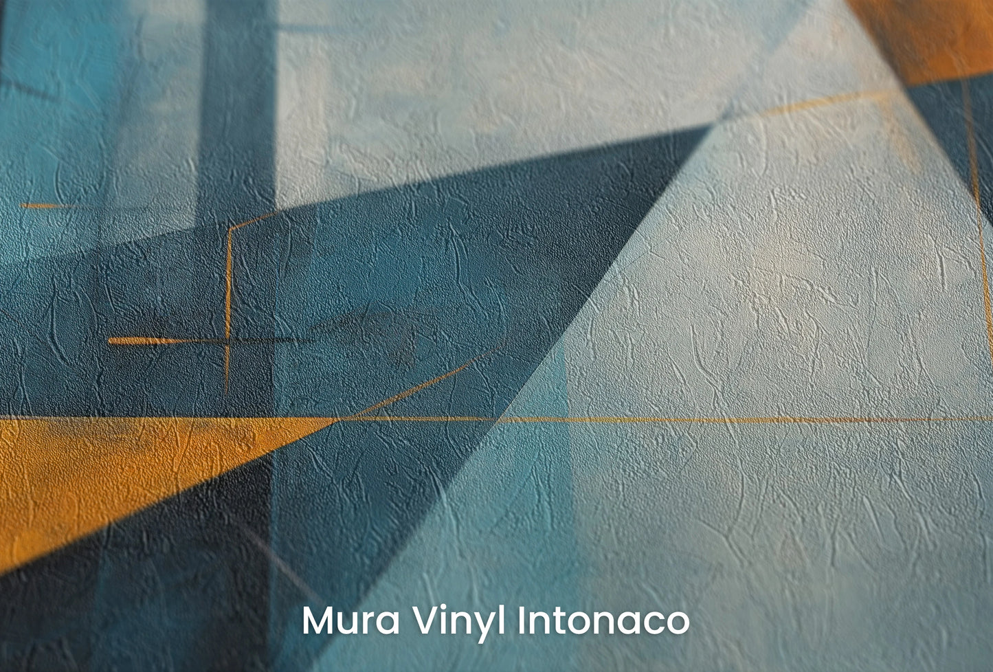 Zbliżenie na artystyczną fototapetę o nazwie Geometric Sunrise #3 na podłożu Mura Vinyl Intonaco - struktura tartego tynku.