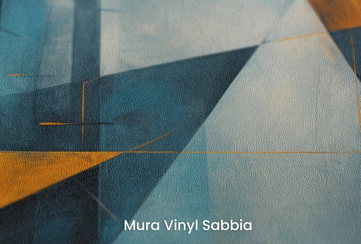 Zbliżenie na artystyczną fototapetę o nazwie Geometric Sunrise #3 na podłożu Mura Vinyl Sabbia struktura grubego ziarna piasku.