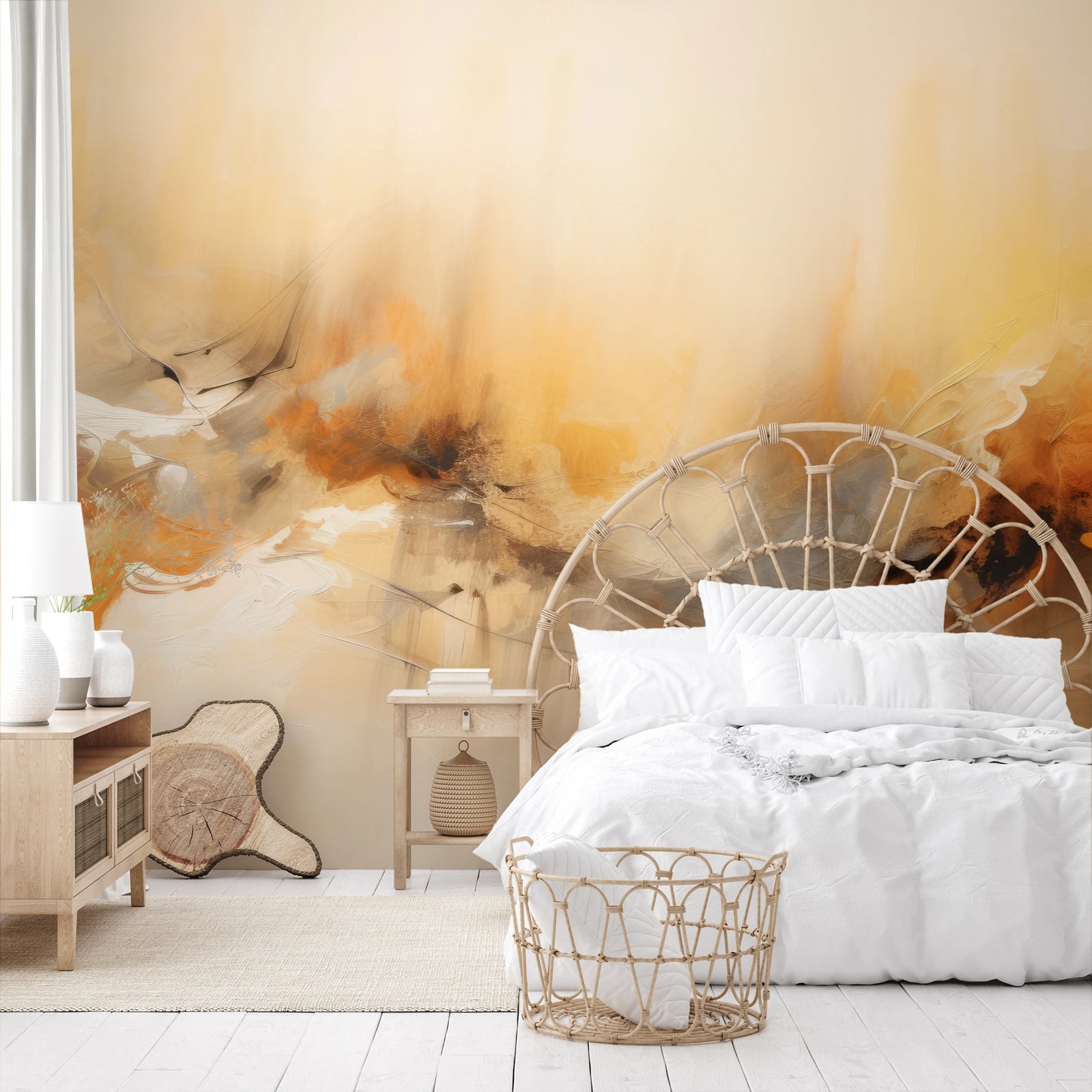 Fototapeta malowana o nazwie Organic Abstraction pokazana w aranżacji wnętrza.