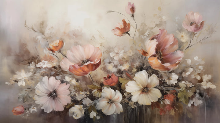 Prezentacja całego wzoru fototapety o nazwie Soft Floral Symphony