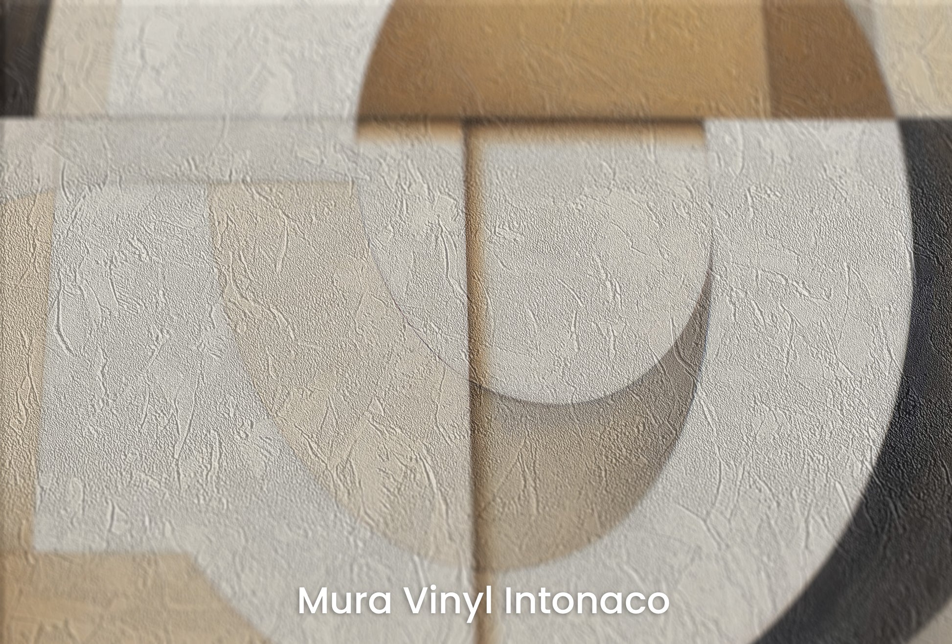 Zbliżenie na artystyczną fototapetę o nazwie MODERNIST SPHERICAL ARRAY na podłożu Mura Vinyl Intonaco - struktura tartego tynku.