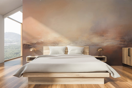 Wzór fototapety artystycznej o nazwie MISTY MOUNTAIN MORN pokazanej w aranżacji wnętrza.