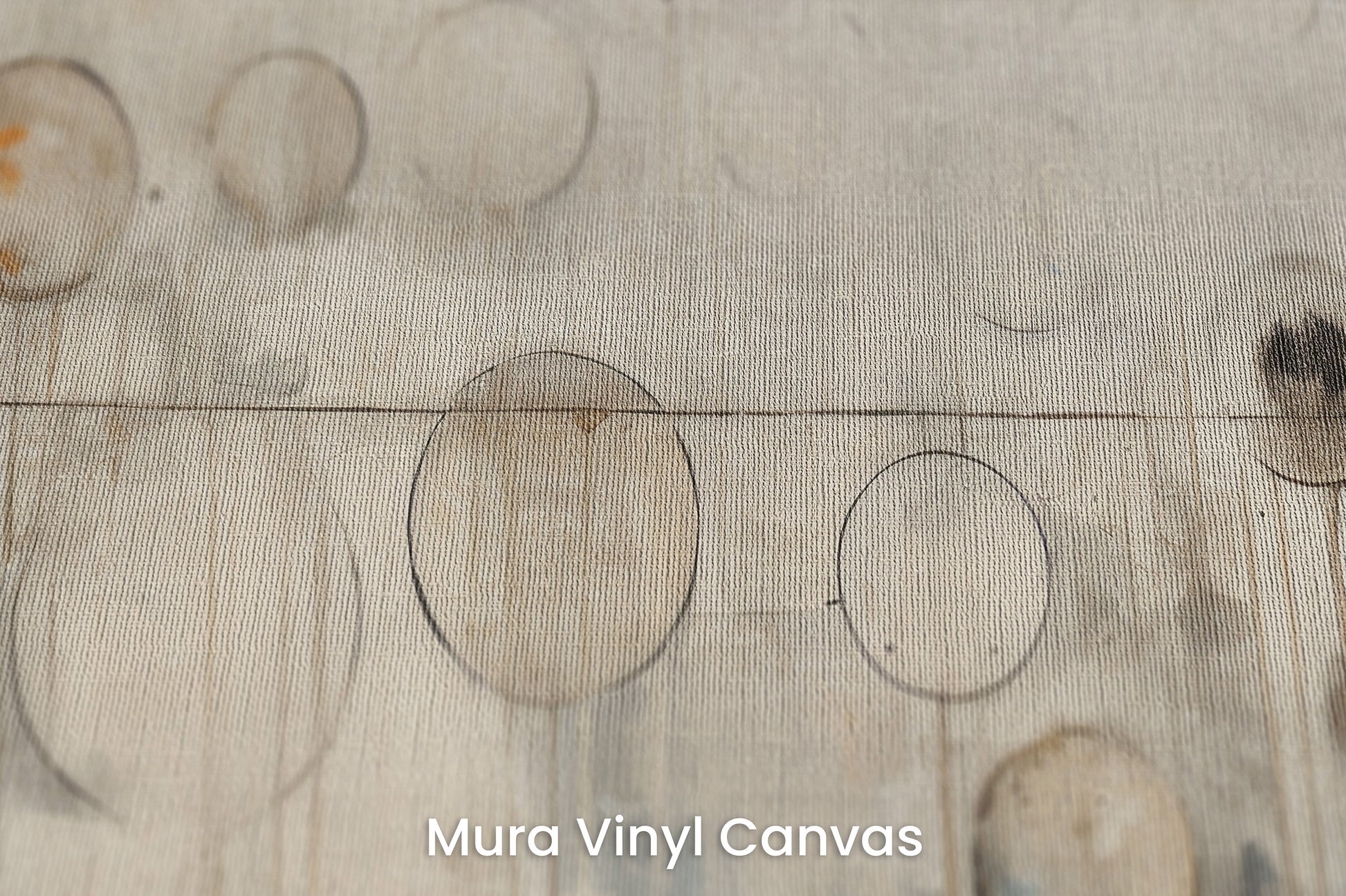 Zbliżenie na artystyczną fototapetę o nazwie CELESTIAL SPHERES ABSTRACTION na podłożu Mura Vinyl Canvas - faktura naturalnego płótna.