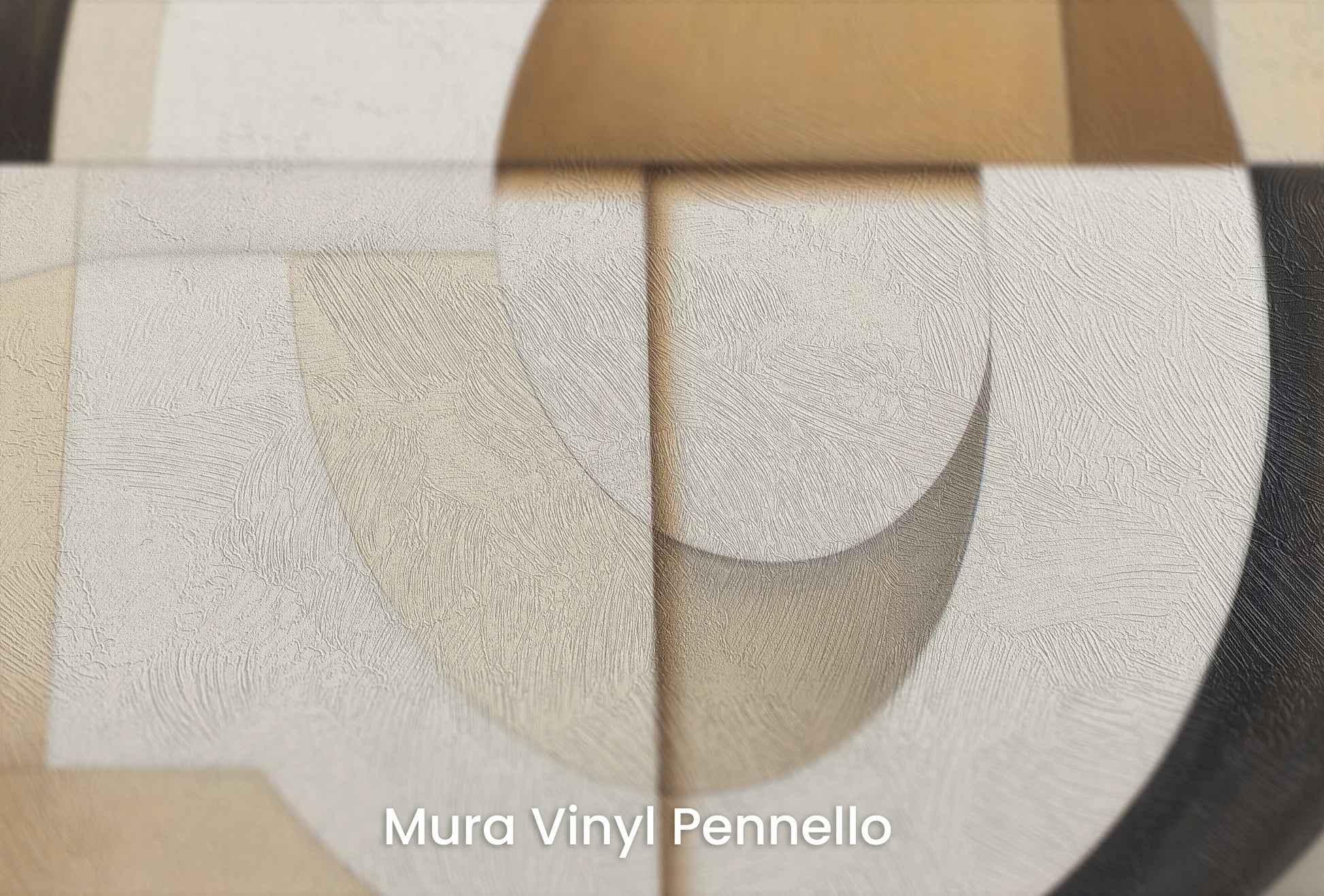 Zbliżenie na artystyczną fototapetę o nazwie MODERNIST SPHERICAL ARRAY na podłożu Mura Vinyl Pennello - faktura pociągnięć pędzla malarskiego.
