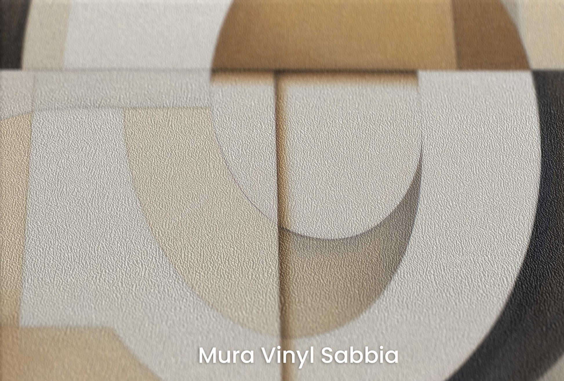 Zbliżenie na artystyczną fototapetę o nazwie MODERNIST SPHERICAL ARRAY na podłożu Mura Vinyl Sabbia struktura grubego ziarna piasku.