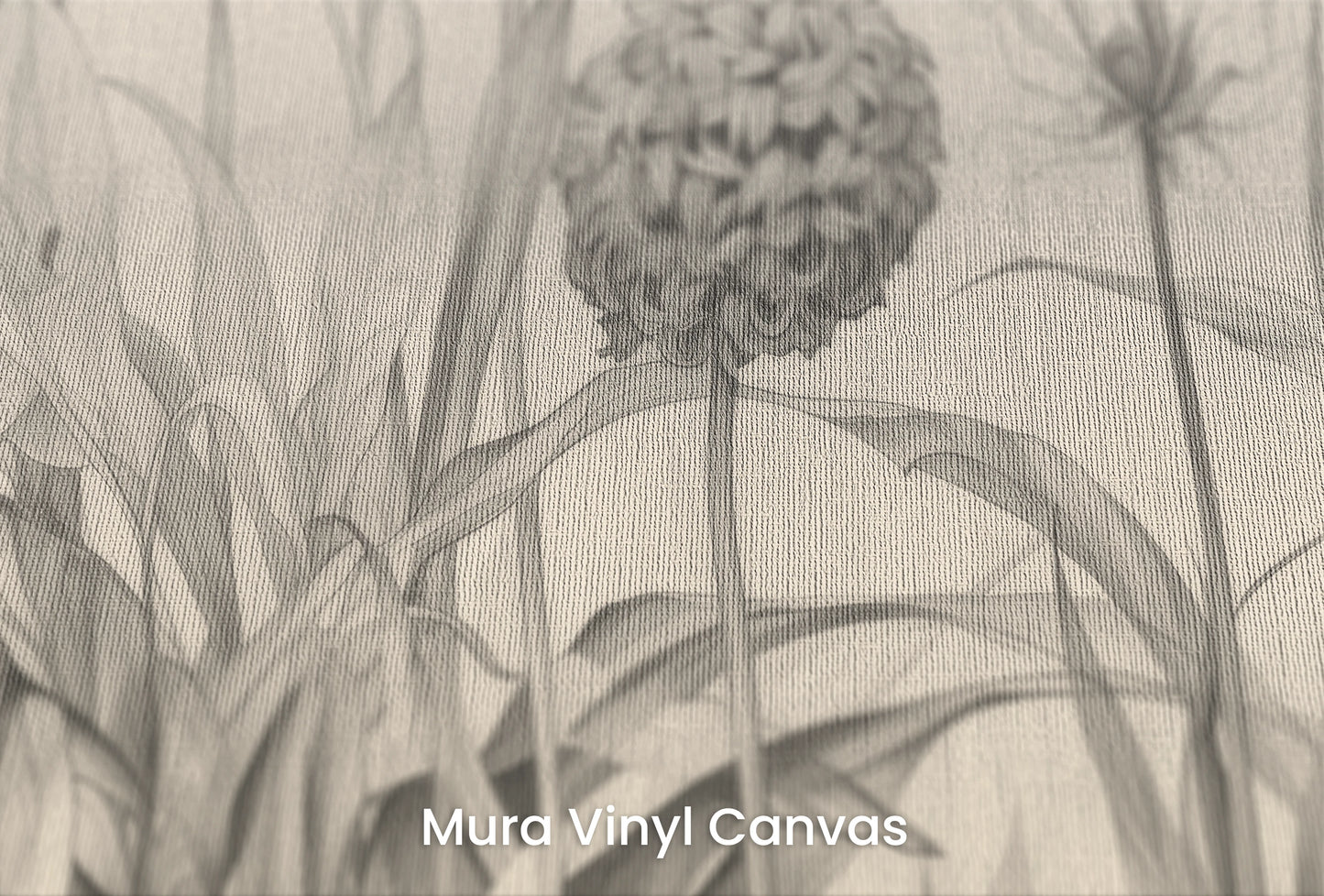 Zbliżenie na artystyczną fototapetę o nazwie Garden Sketches na podłożu Mura Vinyl Canvas - faktura naturalnego płótna.