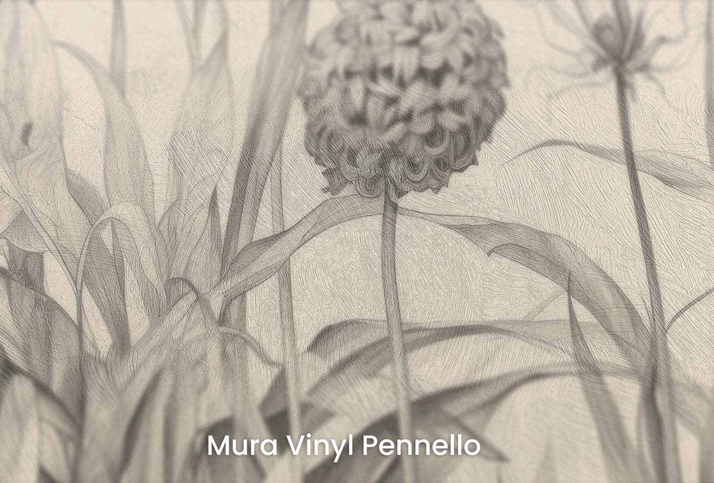Zbliżenie na artystyczną fototapetę o nazwie Garden Sketches na podłożu Mura Vinyl Pennello - faktura pociągnięć pędzla malarskiego.