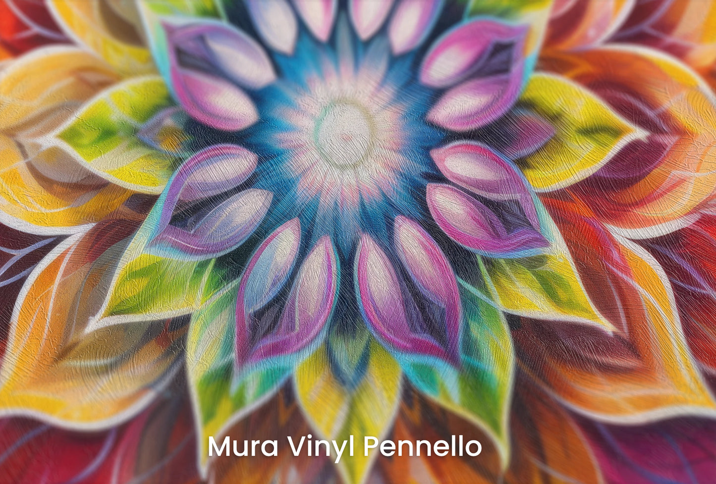 Zbliżenie na artystyczną fototapetę o nazwie Vibrant Spirit na podłożu Mura Vinyl Pennello - faktura pociągnięć pędzla malarskiego.