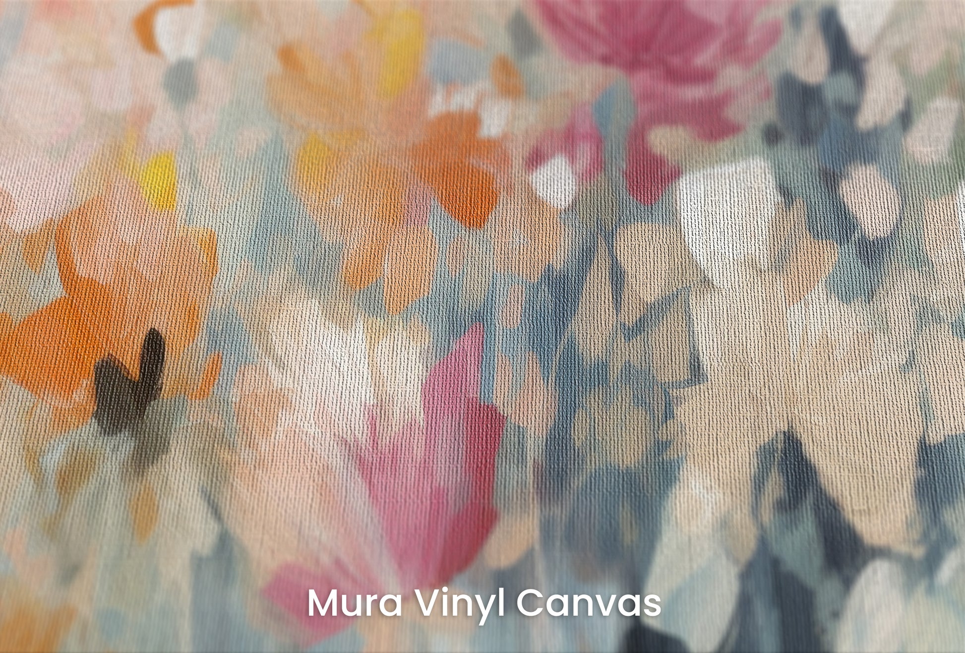 Zbliżenie na artystyczną fototapetę o nazwie Pastel Petal Canvas na podłożu Mura Vinyl Canvas - faktura naturalnego płótna.
