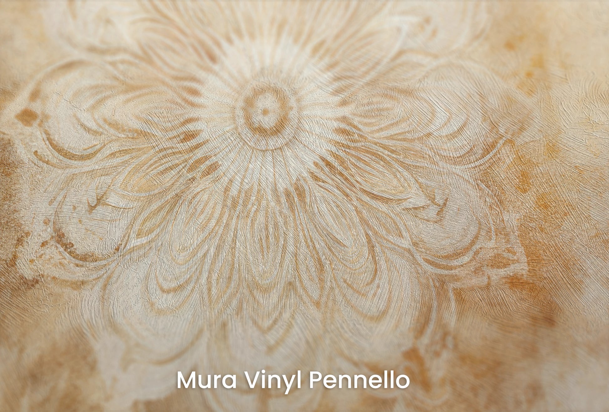 Zbliżenie na artystyczną fototapetę o nazwie Serene Flora na podłożu Mura Vinyl Pennello - faktura pociągnięć pędzla malarskiego.