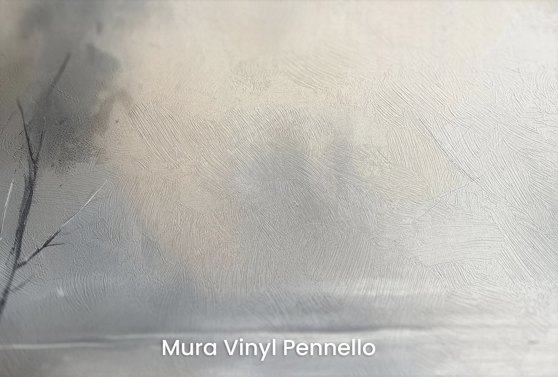 Zbliżenie na artystyczną fototapetę o nazwie Brzeg Mgły na podłożu Mura Vinyl Pennello - faktura pociągnięć pędzla malarskiego.