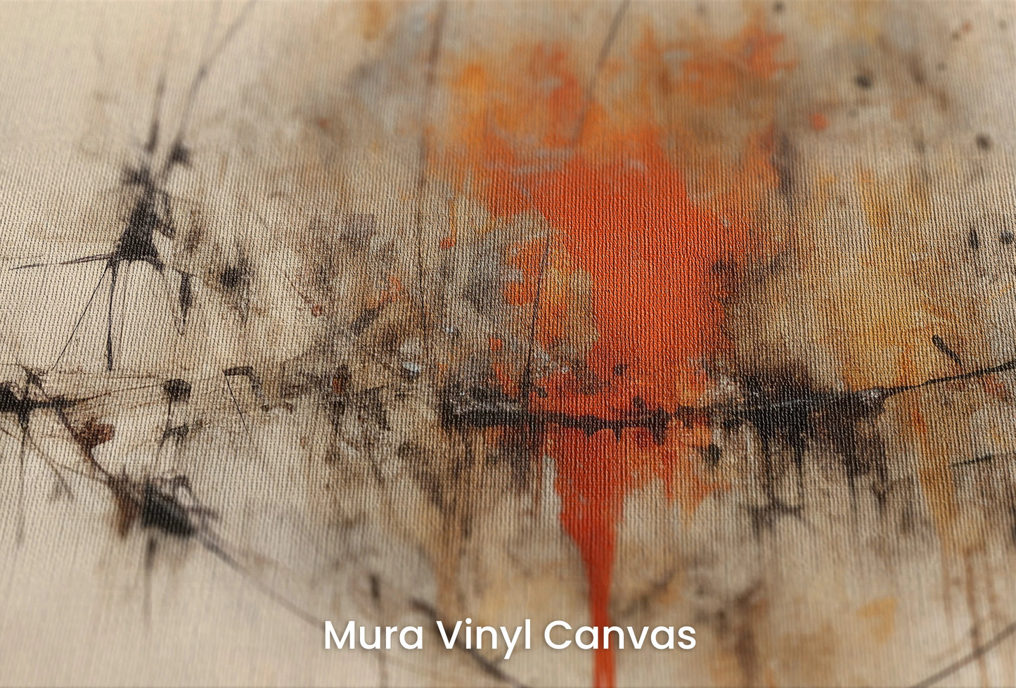 Zbliżenie na artystyczną fototapetę o nazwie Calm Geometric Sphere na podłożu Mura Vinyl Canvas - faktura naturalnego płótna.
