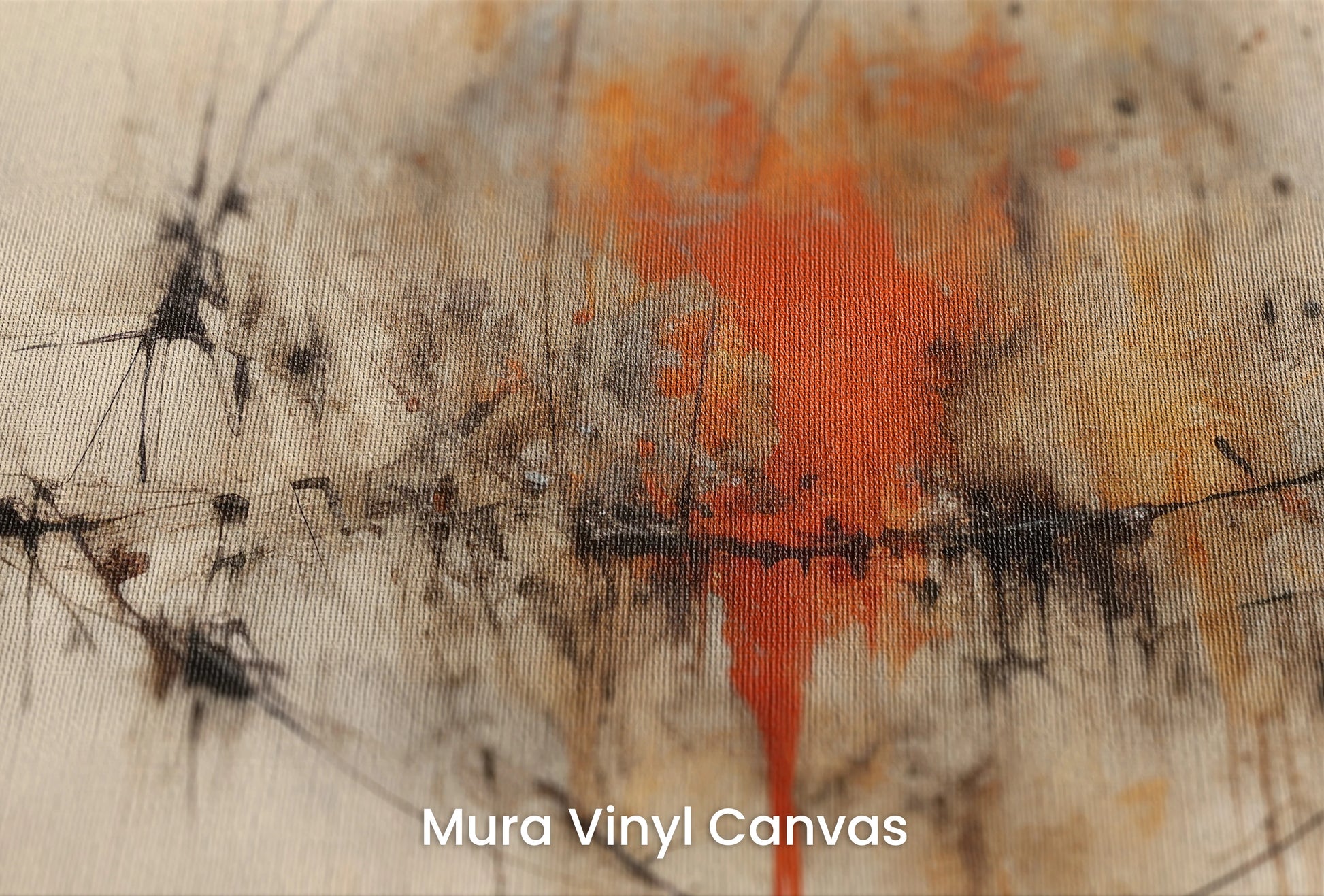 Zbliżenie na artystyczną fototapetę o nazwie Calm Geometric Sphere na podłożu Mura Vinyl Canvas - faktura naturalnego płótna.