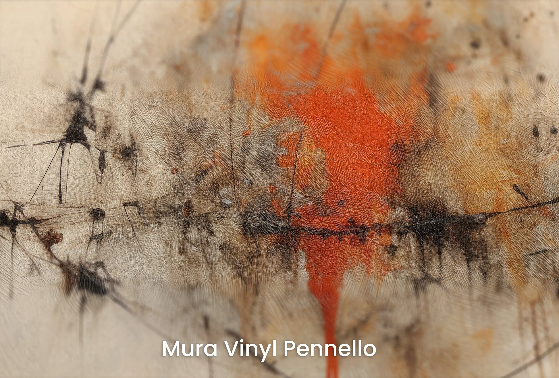 Zbliżenie na artystyczną fototapetę o nazwie Calm Geometric Sphere na podłożu Mura Vinyl Pennello - faktura pociągnięć pędzla malarskiego.