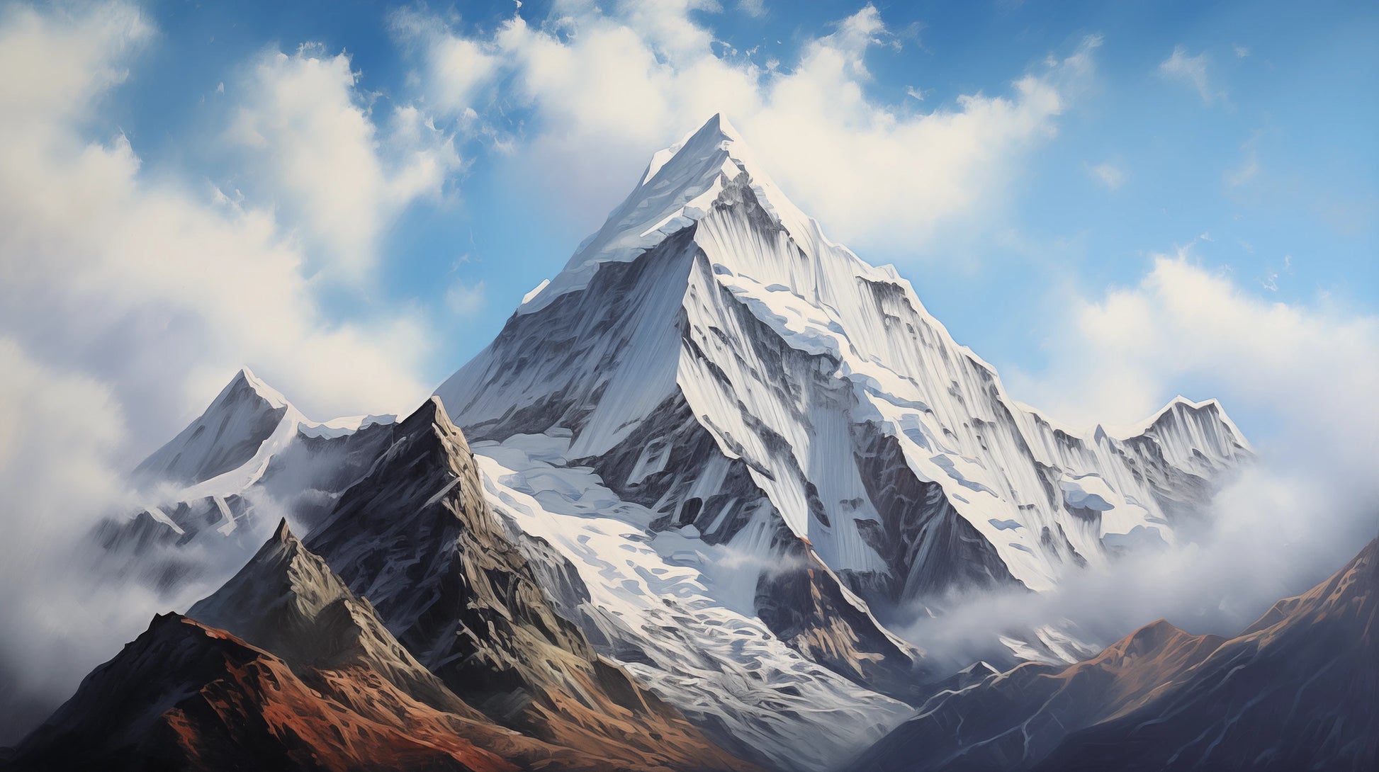 Prezentacja całego wzoru fototapety o nazwie Misty Peaks