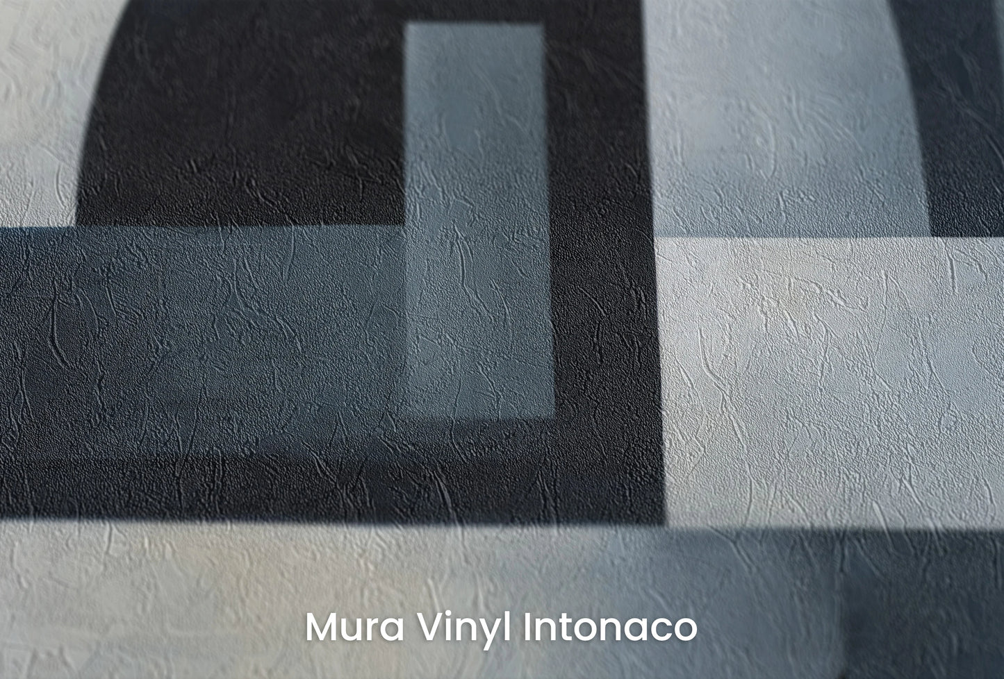 Zbliżenie na artystyczną fototapetę o nazwie Geometric Interplay na podłożu Mura Vinyl Intonaco - struktura tartego tynku.