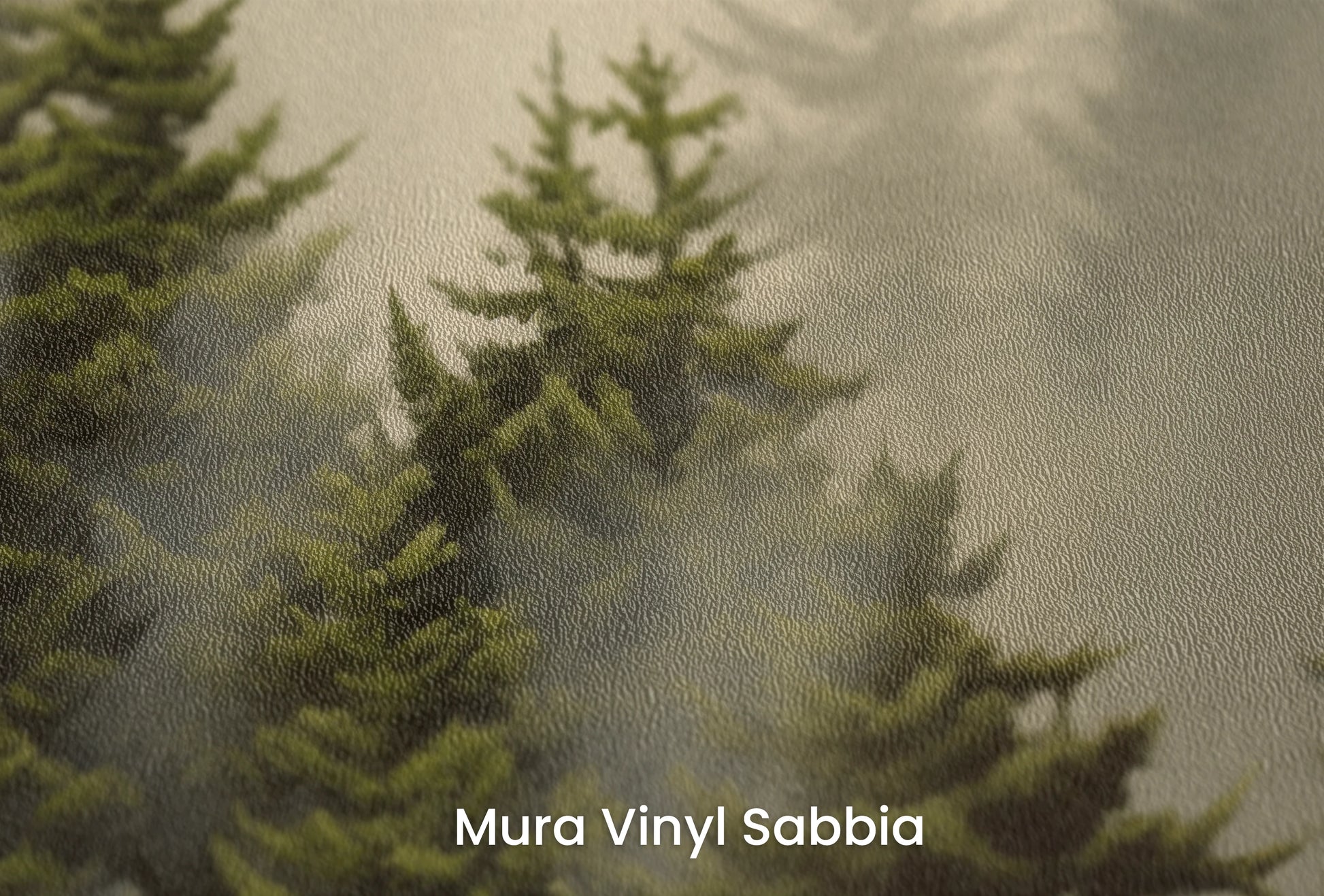 Zbliżenie na artystyczną fototapetę o nazwie Leśna Aura na podłożu Mura Vinyl Sabbia struktura grubego ziarna piasku.