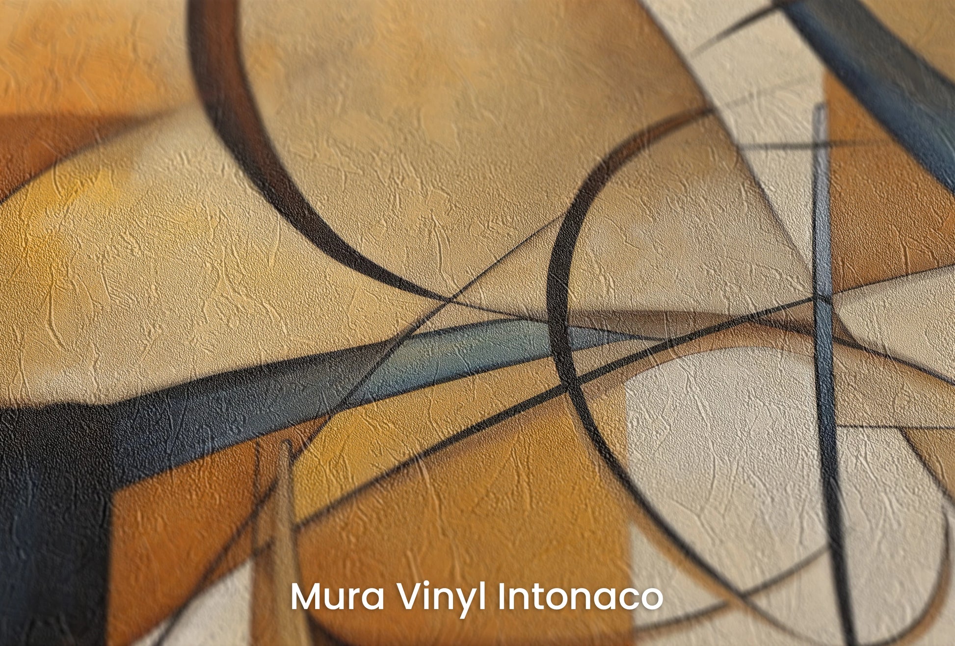Zbliżenie na artystyczną fototapetę o nazwie Luminous Geometry na podłożu Mura Vinyl Intonaco - struktura tartego tynku.