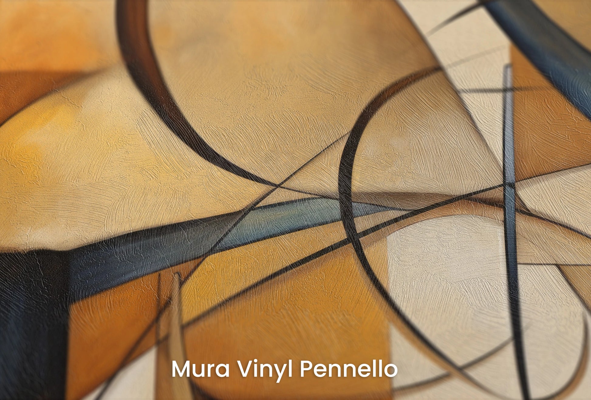 Zbliżenie na artystyczną fototapetę o nazwie Luminous Geometry na podłożu Mura Vinyl Pennello - faktura pociągnięć pędzla malarskiego.