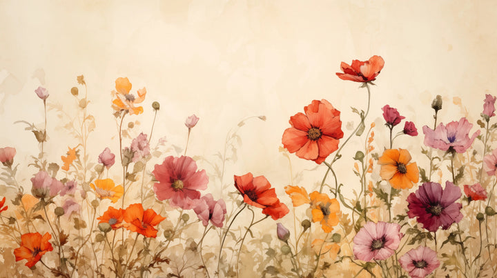 Prezentacja całego wzoru fototapety o nazwie Sunrise Poppy Field