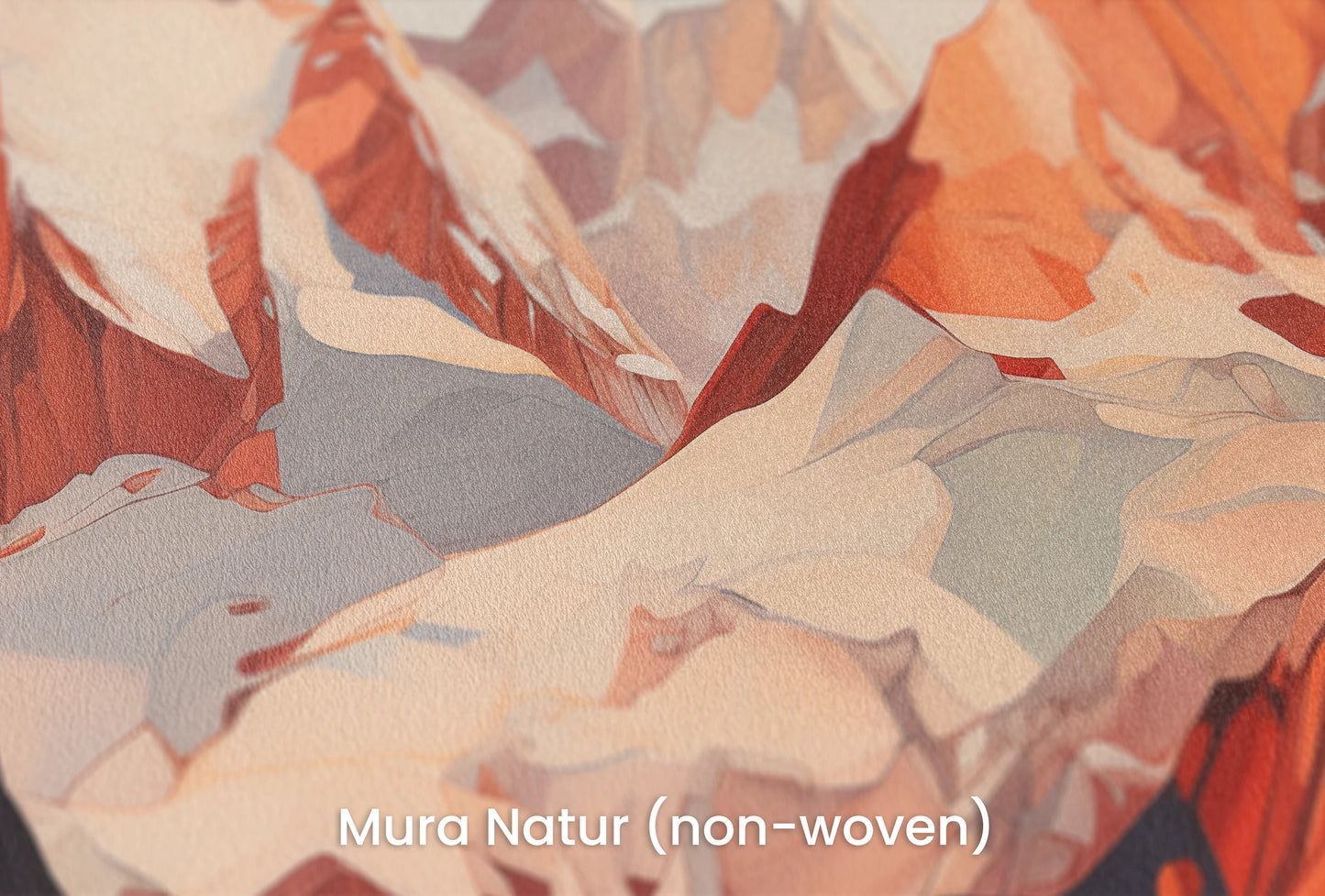 Zbliżenie na artystyczną fototapetę o nazwie Geometric Sunset na podłożu Mura Natur (non-woven) - naturalne i ekologiczne podłoże.