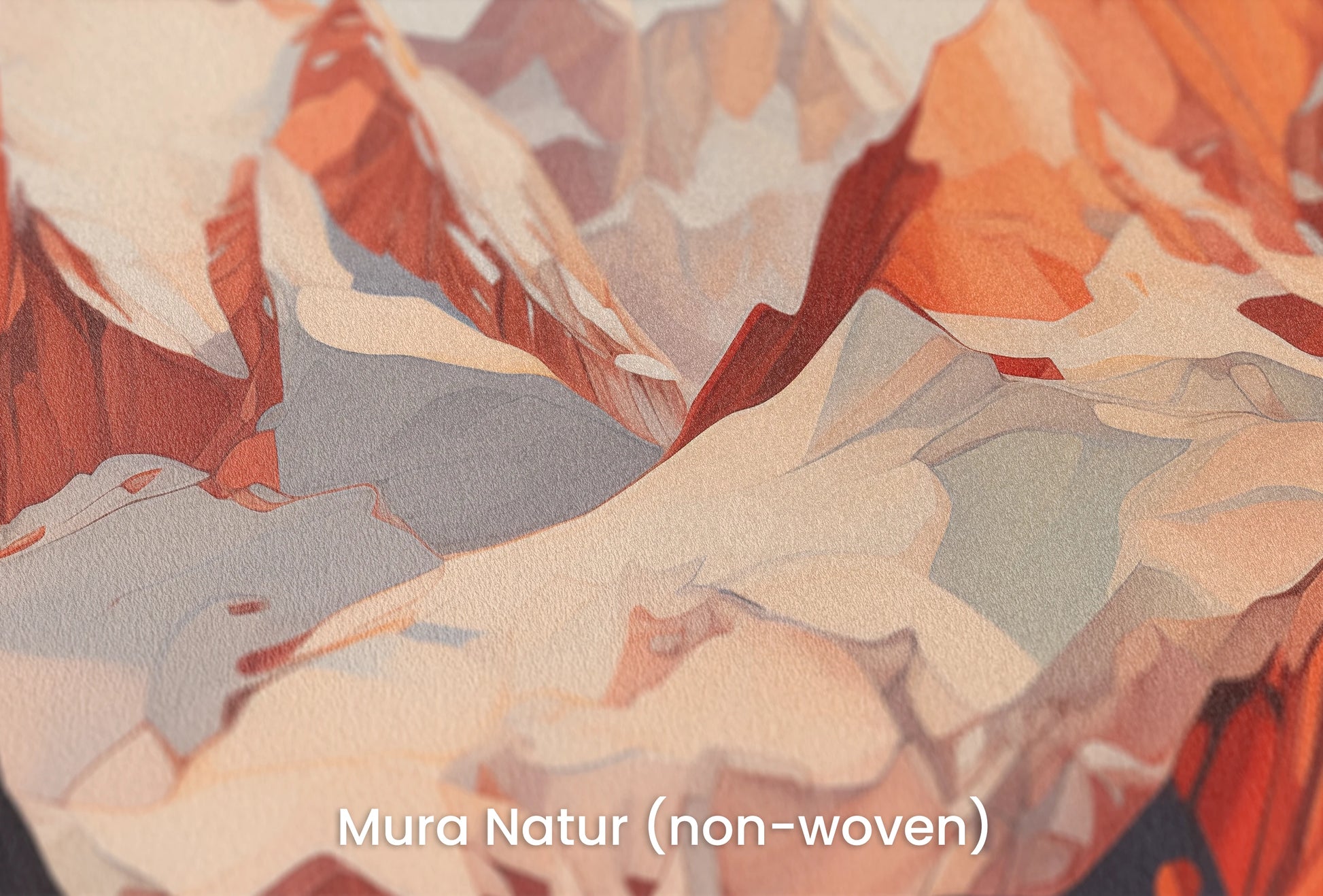 Zbliżenie na artystyczną fototapetę o nazwie Geometric Sunset na podłożu Mura Natur (non-woven) - naturalne i ekologiczne podłoże.