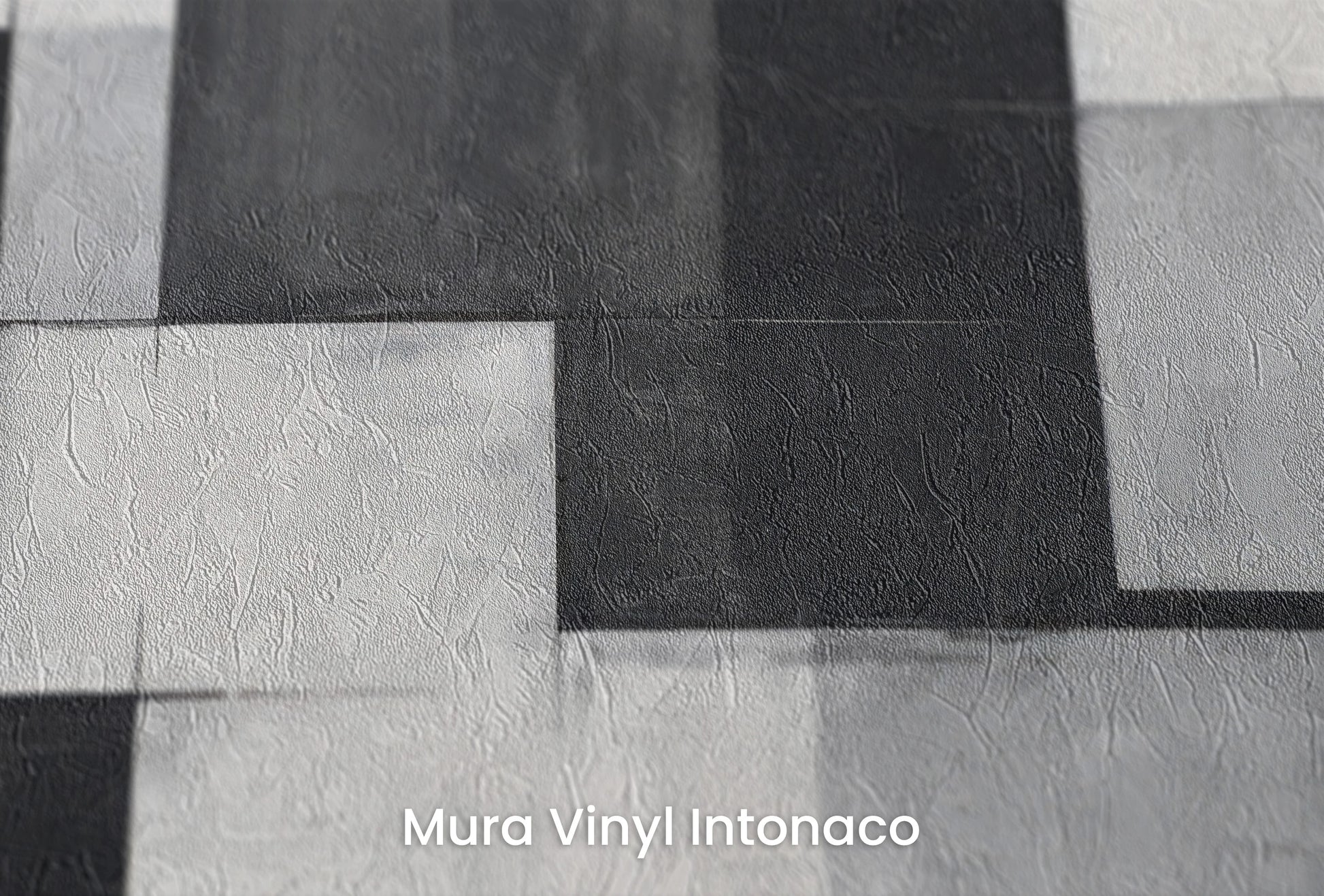 Zbliżenie na artystyczną fototapetę o nazwie Abstract Squares na podłożu Mura Vinyl Intonaco - struktura tartego tynku.