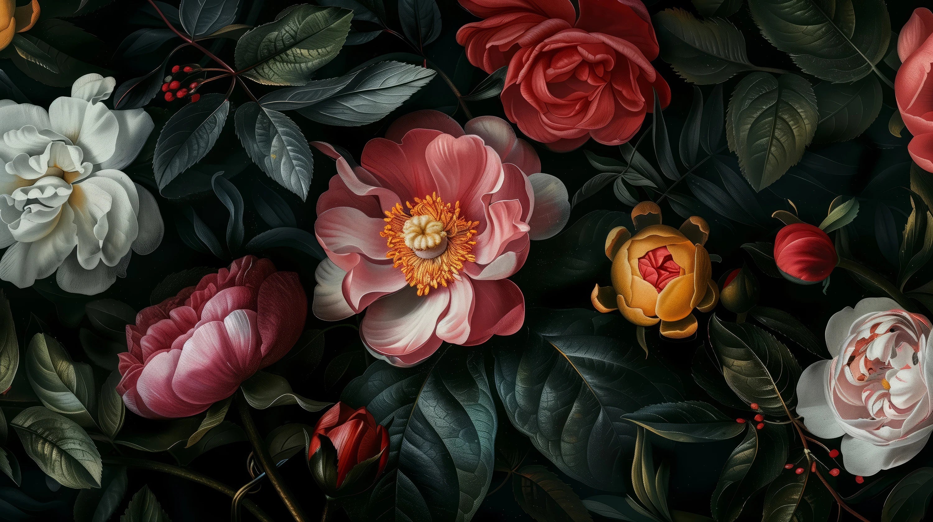 Mustervorschau: Prezentacja całego wzoru fototapety o nazwie Botanical Night