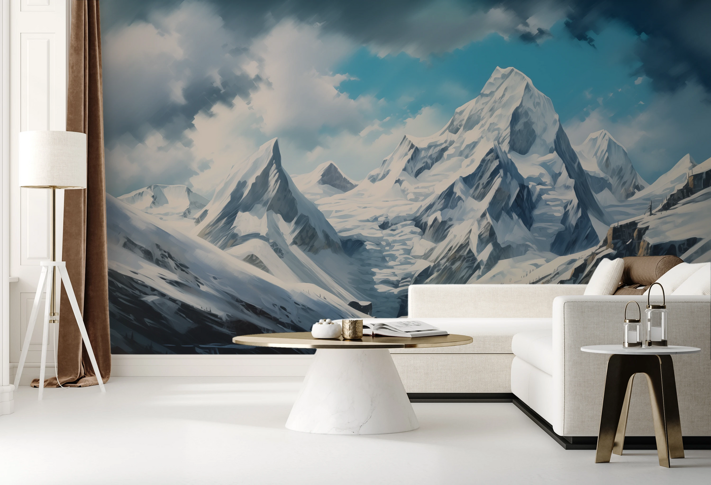 Wzór fototapety artystycznej o nazwie Arctic Majesty pokazanej w aranżacji wnętrza.