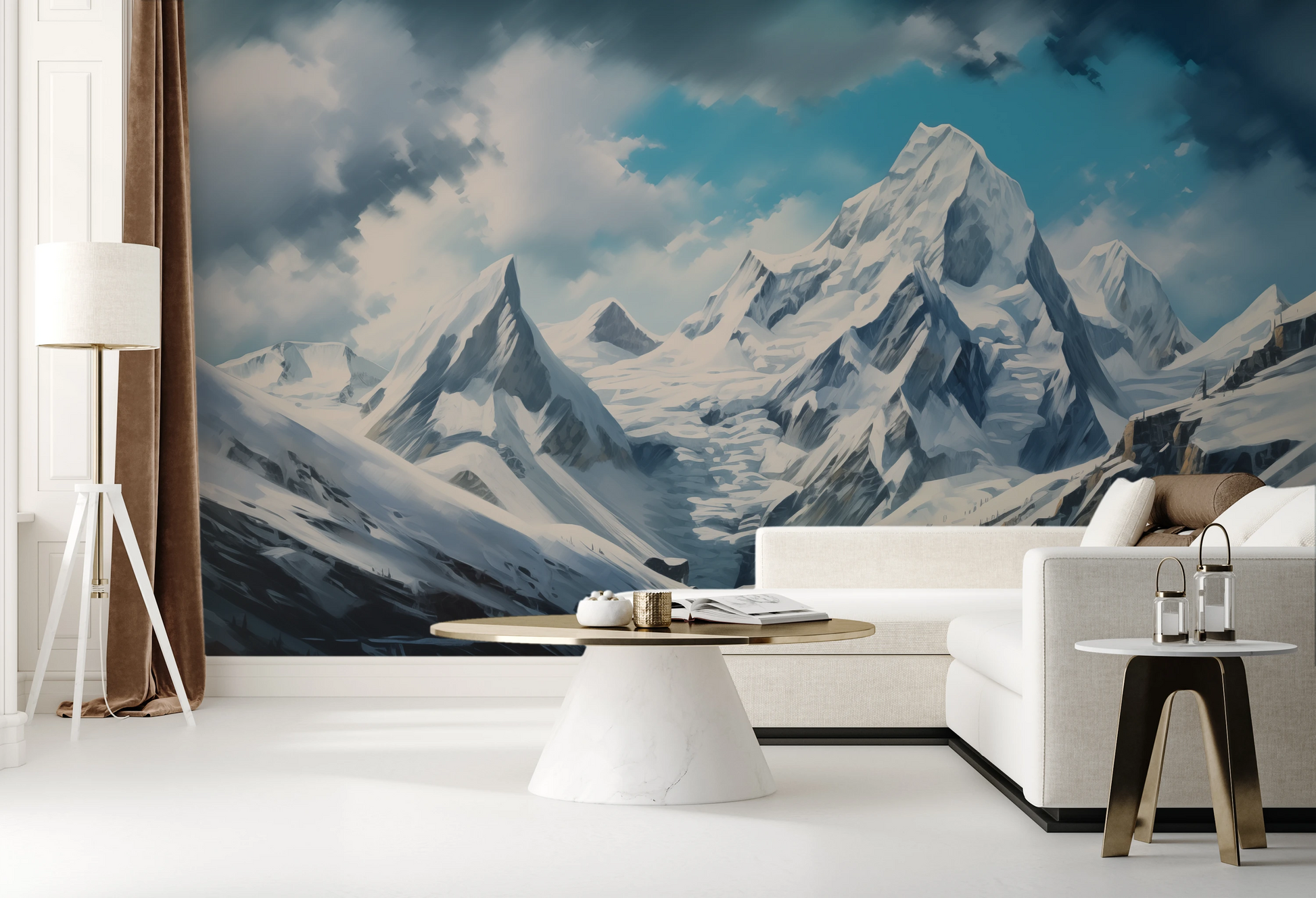 Wzór fototapety artystycznej o nazwie Arctic Majesty pokazanej w aranżacji wnętrza.