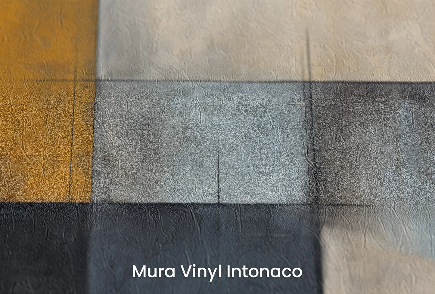 Zbliżenie na artystyczną fototapetę o nazwie Golden Geometry na podłożu Mura Vinyl Intonaco - struktura tartego tynku.