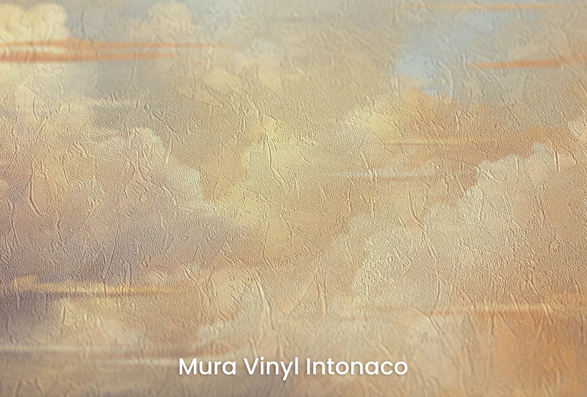 Zbliżenie na artystyczną fototapetę o nazwie Dawn Whisper na podłożu Mura Vinyl Intonaco - struktura tartego tynku.