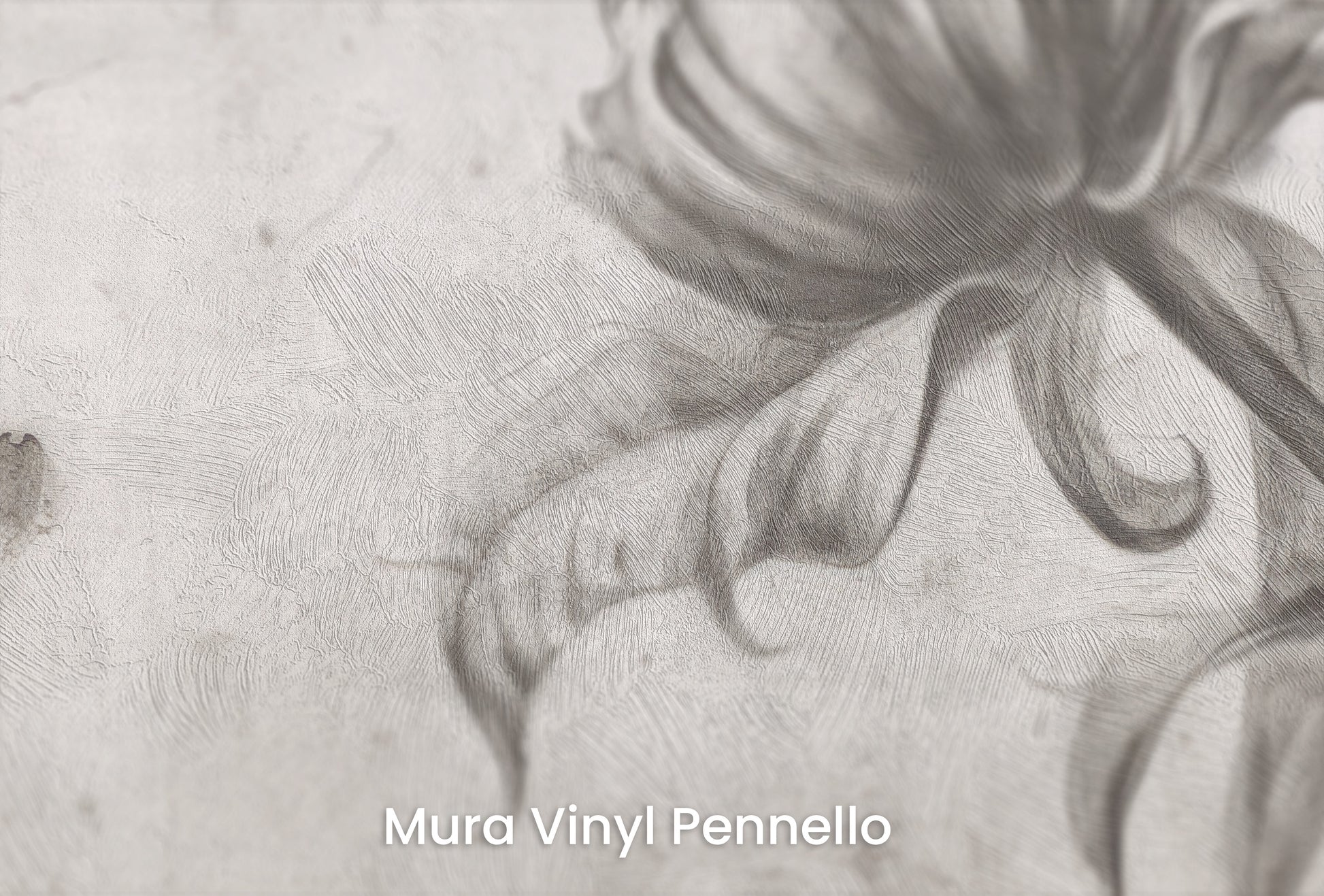 Zbliżenie na artystyczną fototapetę o nazwie GRACEFUL SOLITUDE na podłożu Mura Vinyl Pennello - faktura pociągnięć pędzla malarskiego.